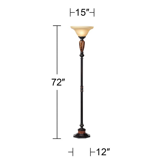 Tall Bronze Faux Marble Alabaster Glass Shade For Living Room Bedroom Office House Home