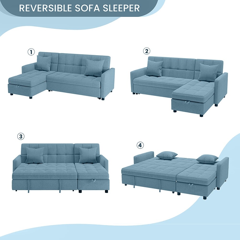 Reversible Sleeper Sectional Sofa with Storage Chaise