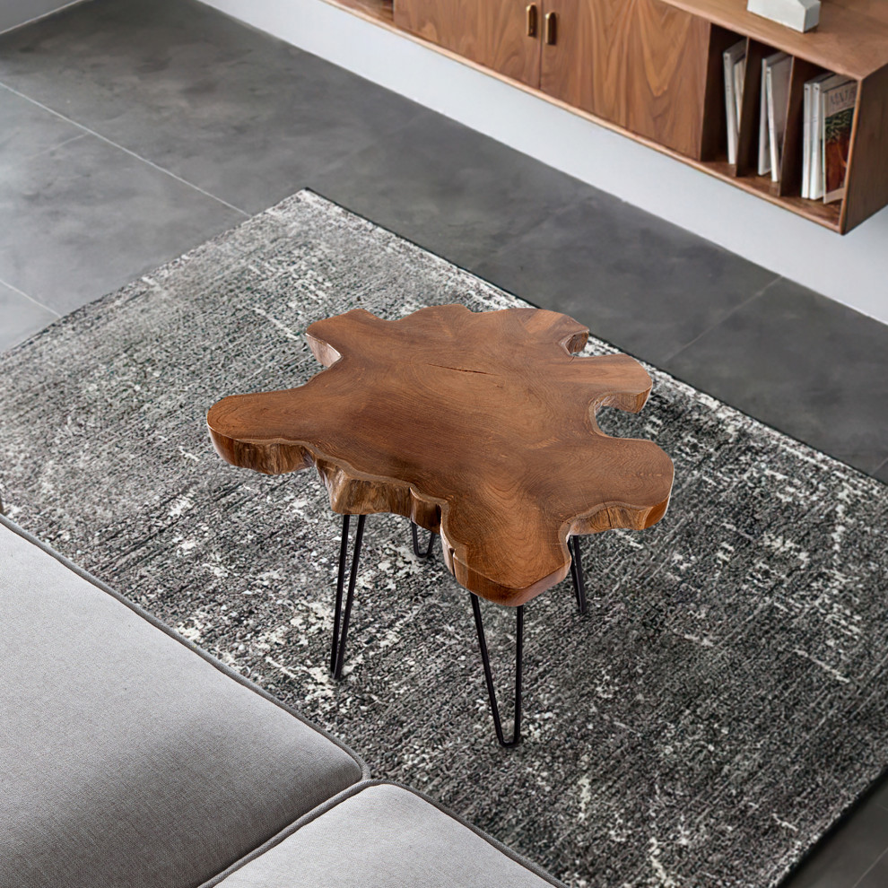 Natural Teak Live Edge Coffee Table with Hairpin Legs   Rustic   Coffee Tables   by BNF Home  Houzz