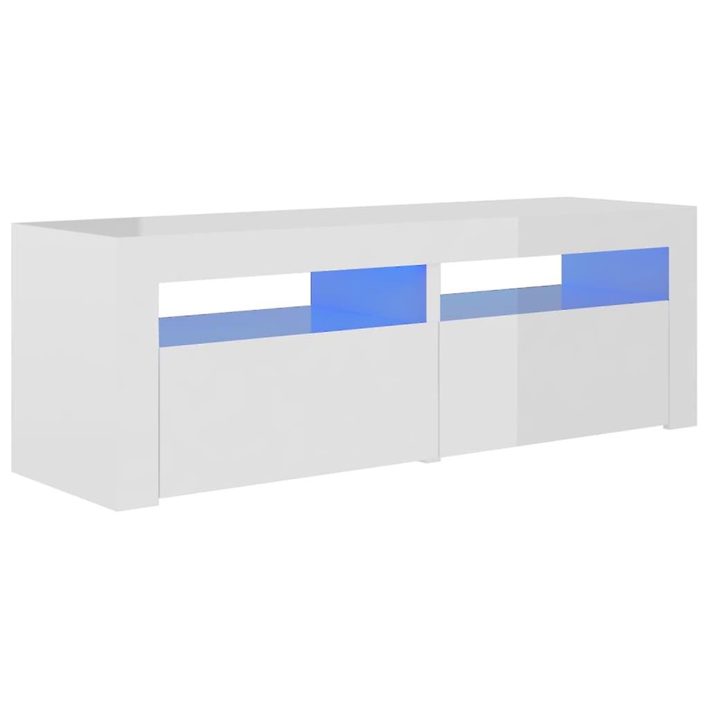 Tv Cabinet With Led Lights High Gloss White 120x35x40 Cm