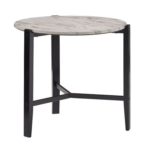 Teagan Round White Faux Marble Tables by iNSPIRE Q Modern