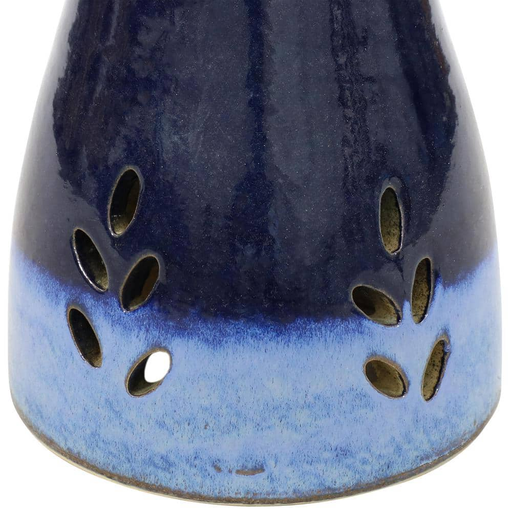 Sunnydaze Decor Classic Dark Blue Ceramic Outdoor Bird Bath， UV/Frost Resistant AP-398