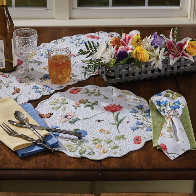 Park Designs Oval Wildflower Scalloped Placemat Set White