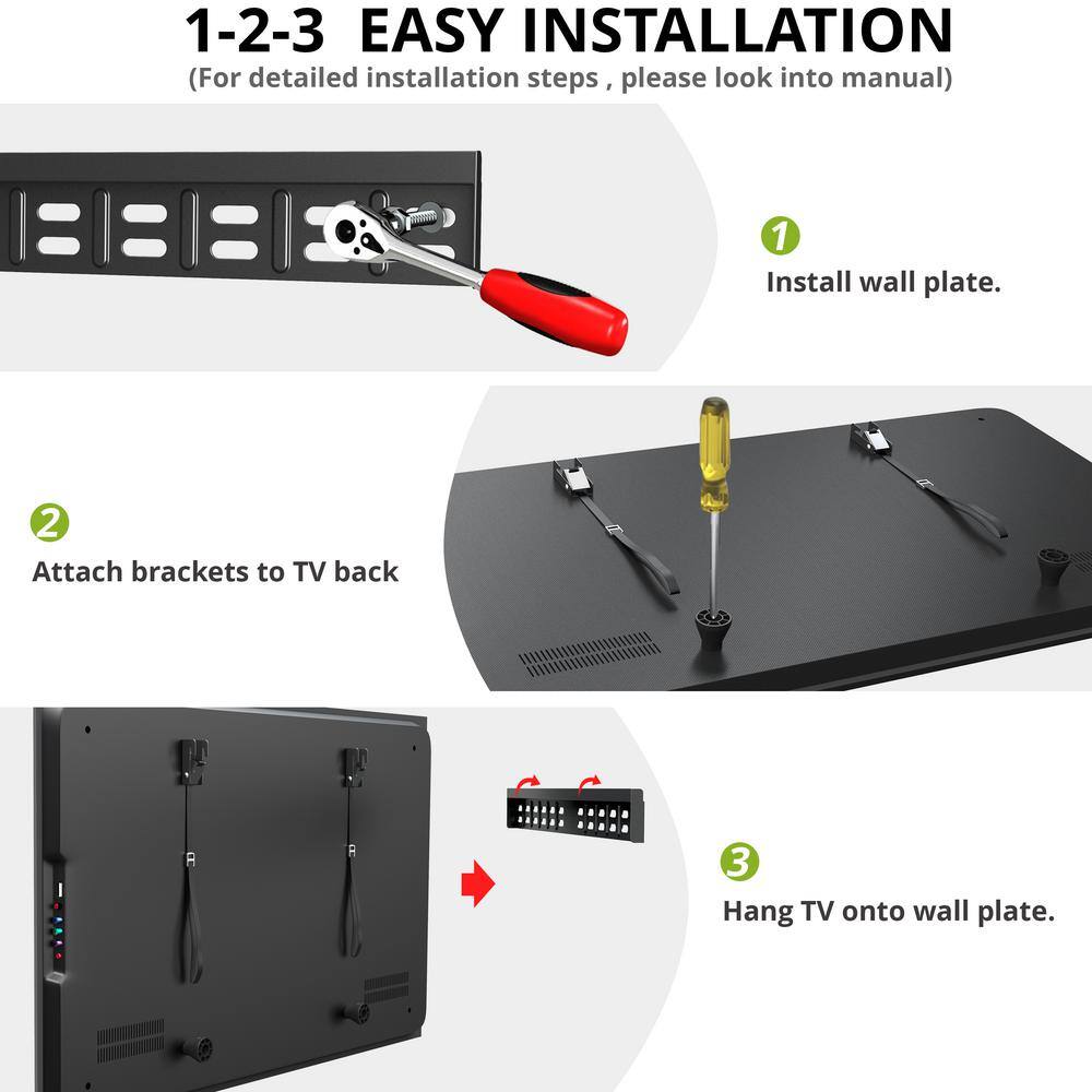 USX MOUNT TV Wall Mount 40 in. to 70 in. TV Bracket for TVs with Max VESA 600 mm x 400 mm Weight Capacity Up to 100 lbs. WFL008-09