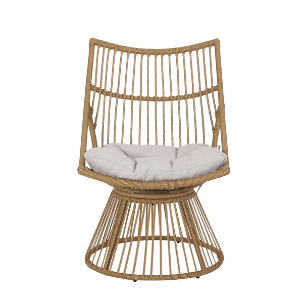 Faux Rattan Chair and Side Table with Iron Frame for Outdoor or Garden