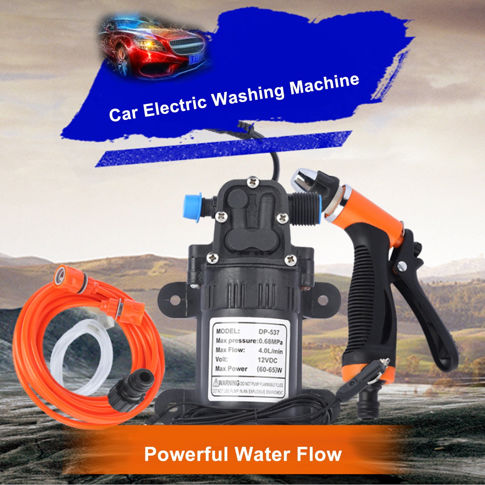 Anself High Pressure Car Washing Machine Kit Electric Pump + Wash Sprayer 2 Modes + Power Cable + Hoses