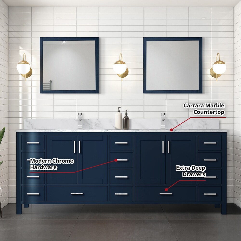 Jacques 84 in. W x 22 in. D Navy Blue Double Bath Vanity