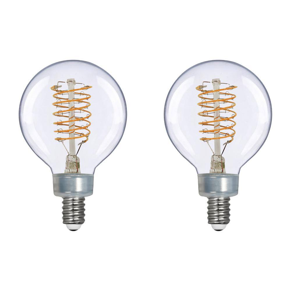 EcoSmart 60-Watt Equivalent G16.5 Dimmable Fine Bendy Filament LED Vintage Edison Light Bulb Warm White (2-Pack) G16.5C7E12822S