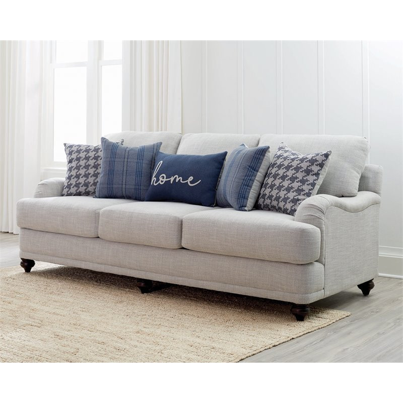 Coaster Transitional Recessed Arms Upholstery Fabric Sofa in Gray   Traditional   Sofas   by Homesquare  Houzz