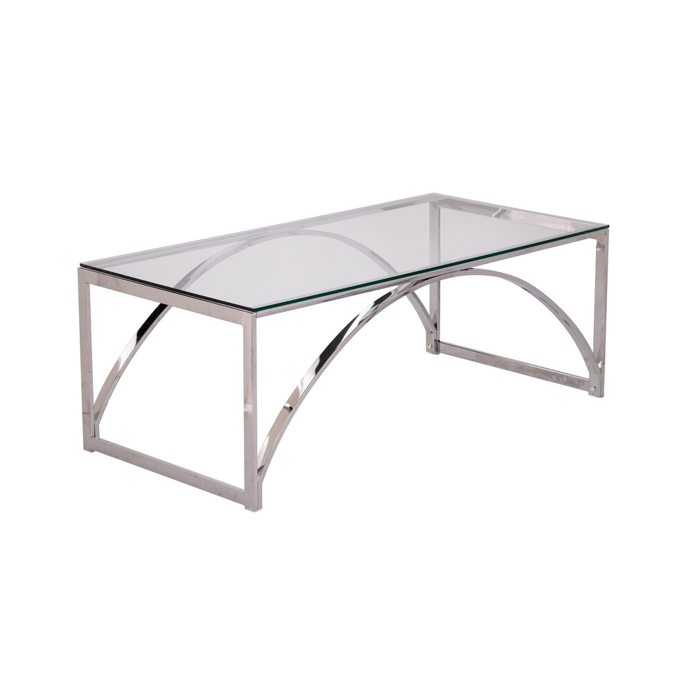 SEI Furniture Stene Contemporary Silver Glass Coffee Table