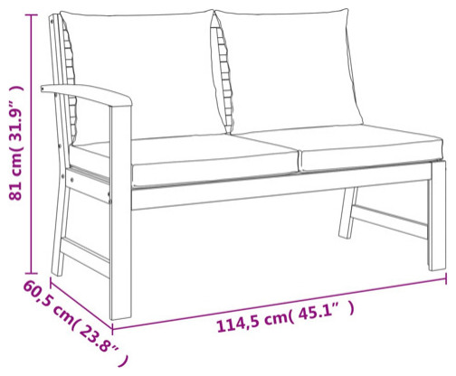 vidaXL Patio Dining Set 4 Piece Table and Chair with Cushions Solid Wood Acacia   Transitional   Outdoor Dining Sets   by vidaXL LLC  Houzz