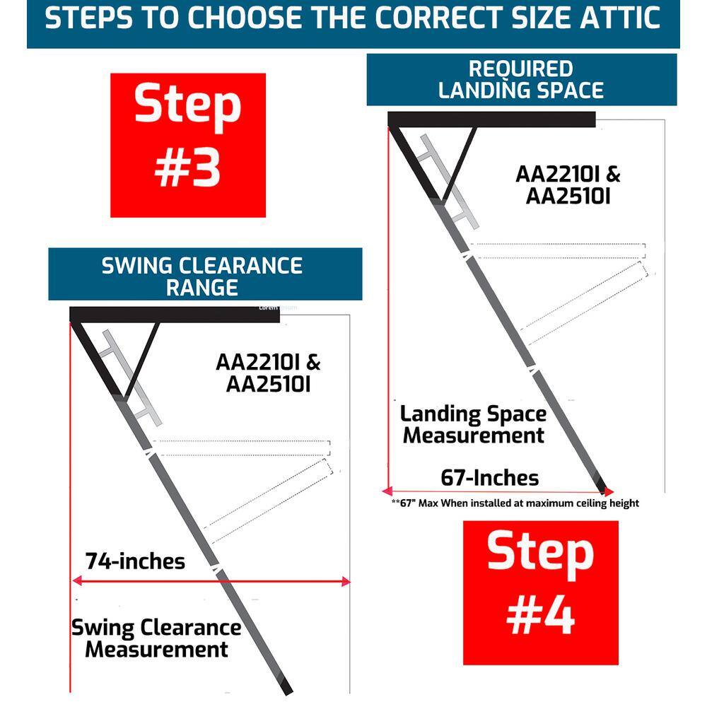 Louisville Ladder 7 ft. 8 in. to 10 ft. 3 in. 22.5 in. x 54 in. Aluminum Attic Ladder with 375 lbs. Maximum Load Capacity AA2210I