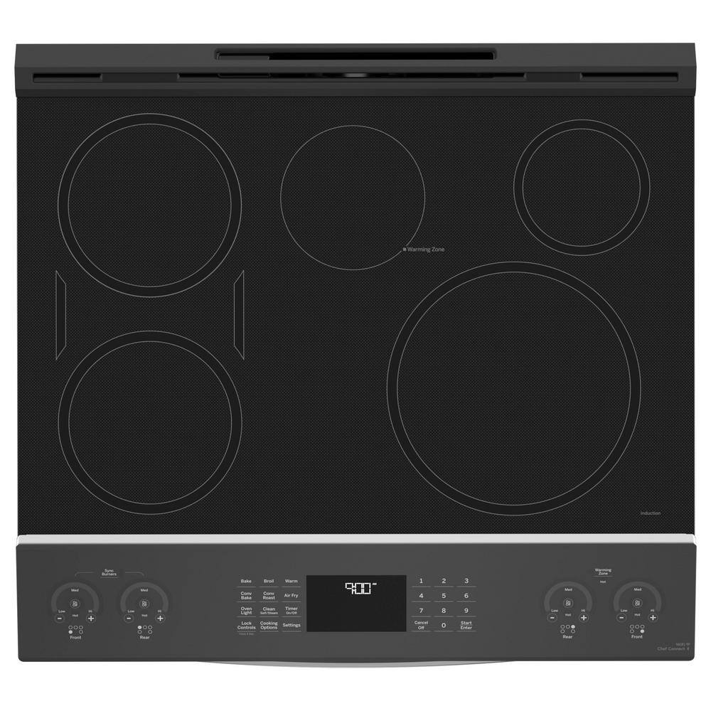 GE Profile 30 in. 5.3 cu. ft. Smart Slide-In Induction Range in Fingerprint Resistant Stainless with True Convection and Air Fry PHS930YPFS