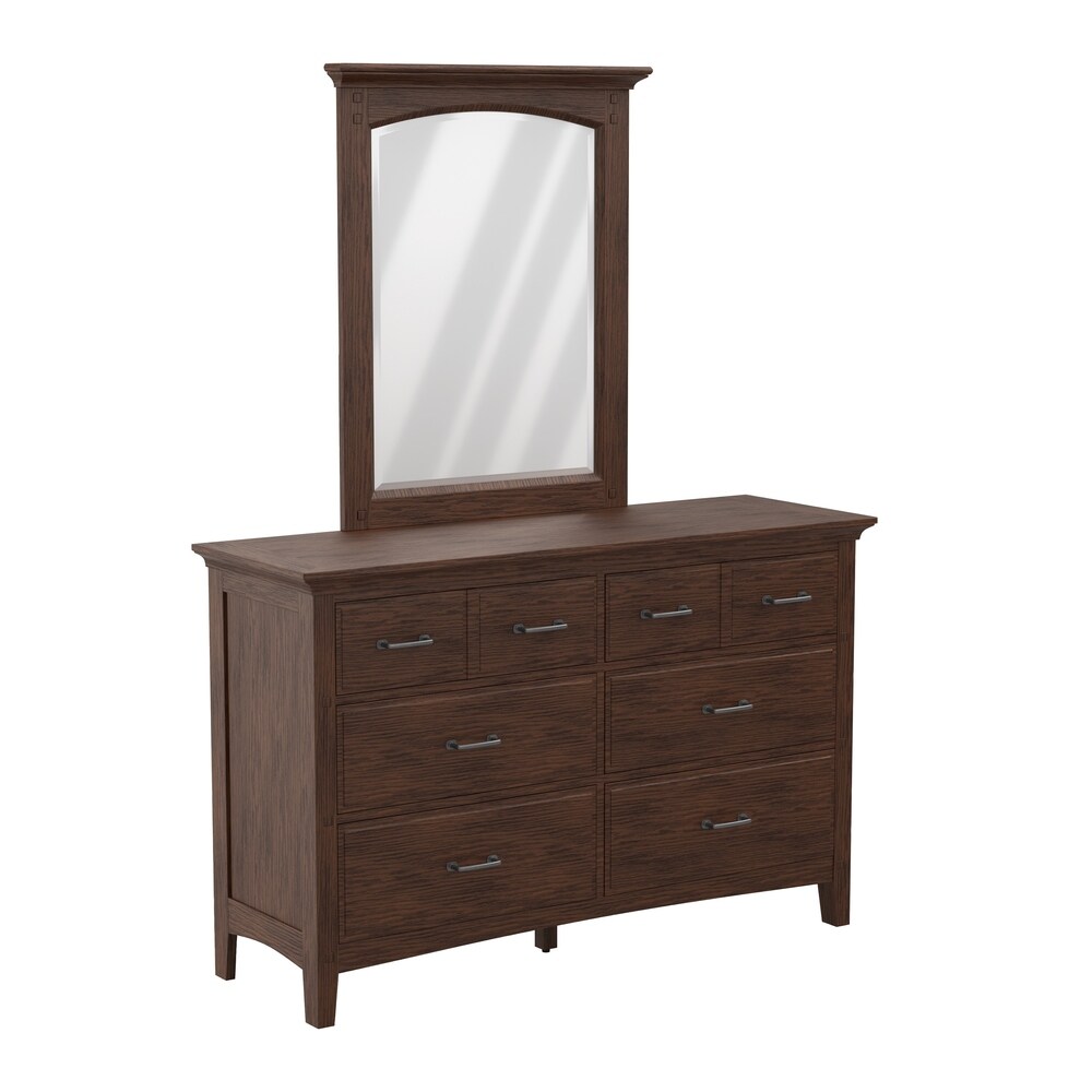 Modern Mission King Bedroom Set with 2 Nightstands and 1 Dresser with Mirror