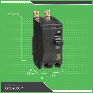 Square D QO 60 Amp 2-Pole Bolt-On Circuit Breaker QOB260CP