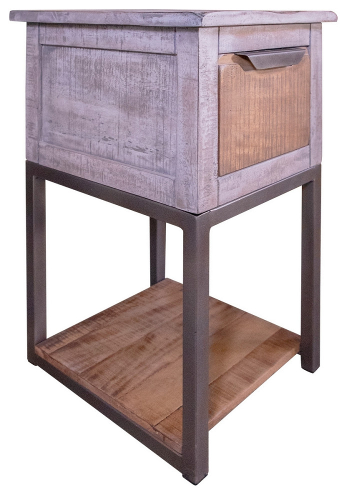 Dome 26 Inch Chairside End Table Mango Wood Drawer Hand Distressed   Saltoro   Side Tables And End Tables   by Dot  ampBo  Houzz