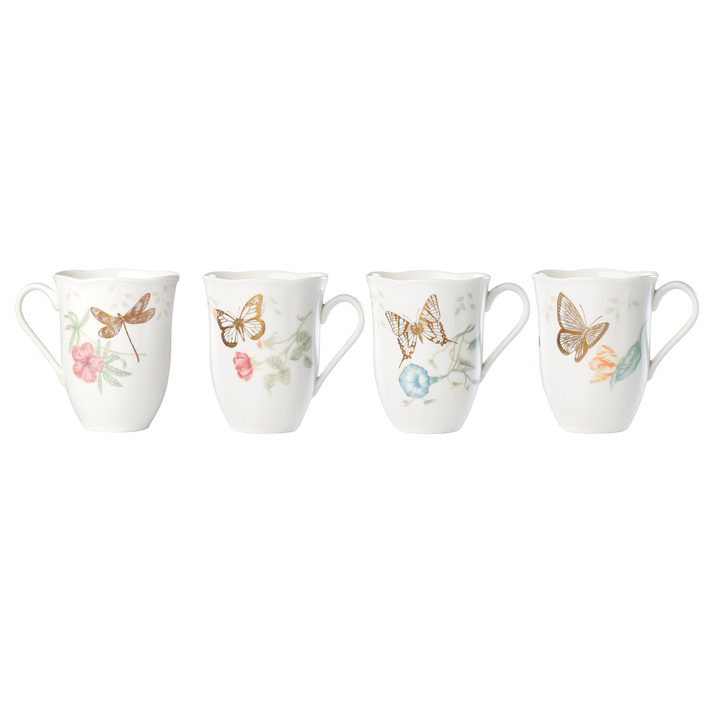 Butterfly Meadow Gold 4-Piece Mug Set