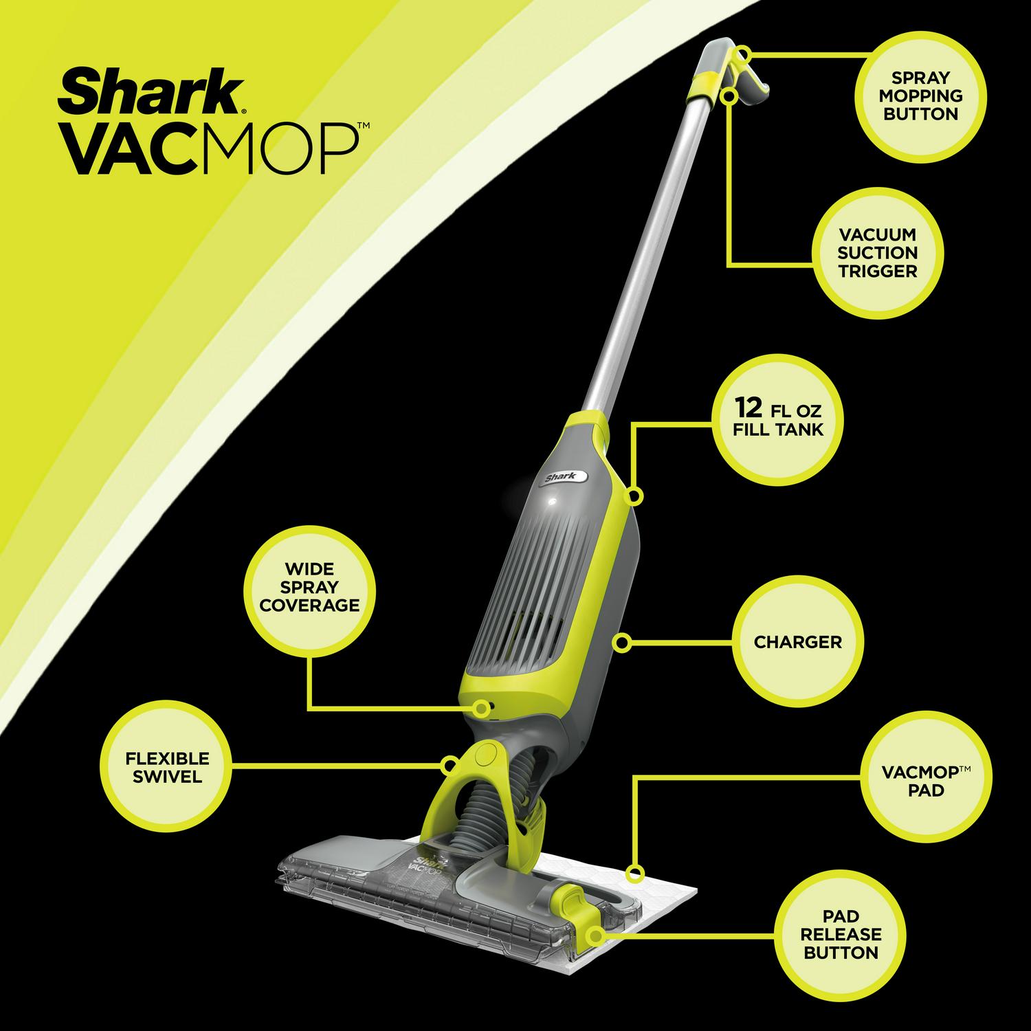 Shark VACMOPa c Cordless Hard Floor Vacuum Mop with Disposable VACMOP Pad VM200  Crowdfused