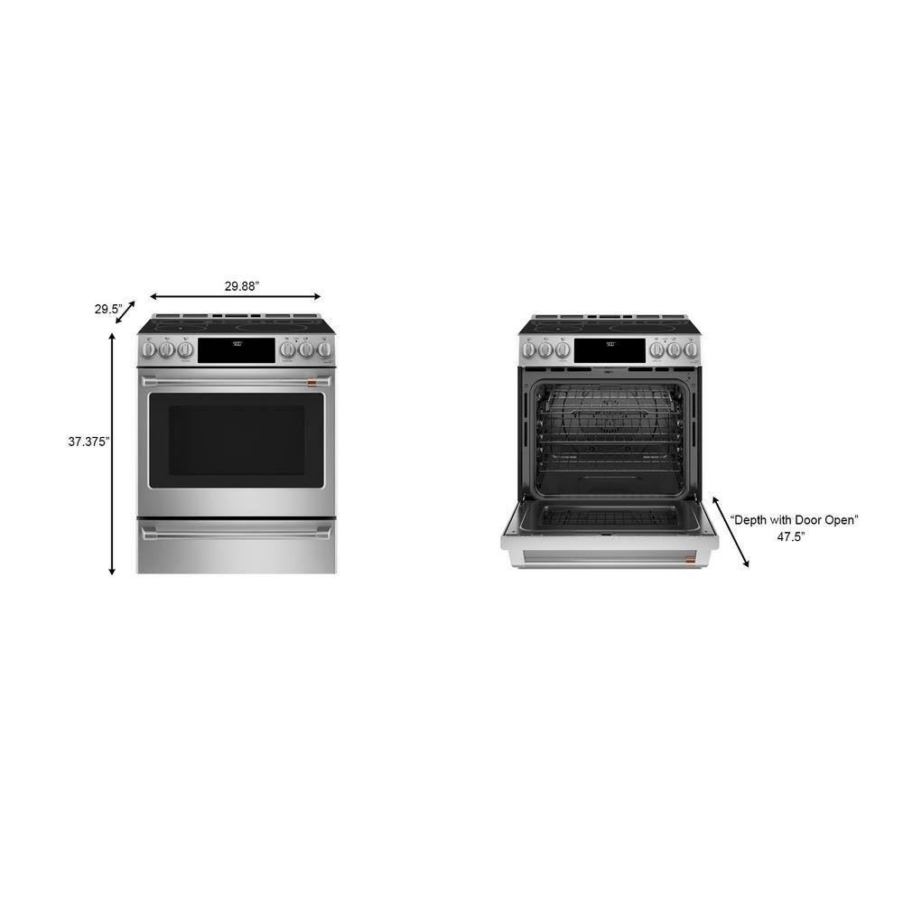 Cafe 30 in. 5.7 cu. ft. Slide-In Smart Induction Range with Self-Cleaning Convection Oven and in Stainless Steel CHS90XP2MS1