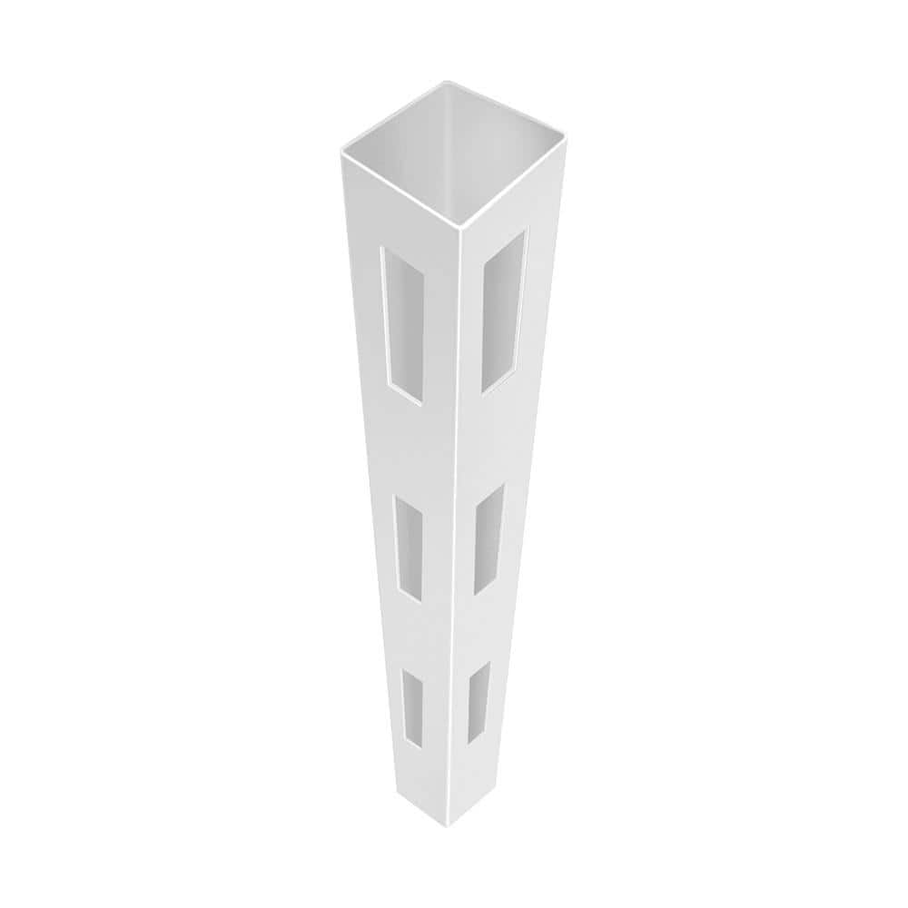 Barrette Outdoor Living 5 in. x 5 in. x 7 ft. 3-Hole White Vinyl Fence Corner Post 73025465