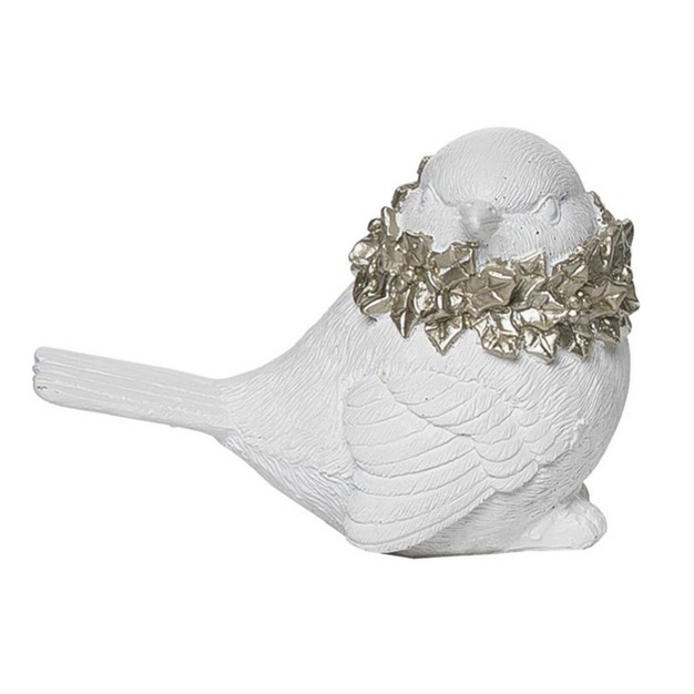 Transpac Resin 4 In White Christmas Elegant Glitter Wreath Bird Figurine