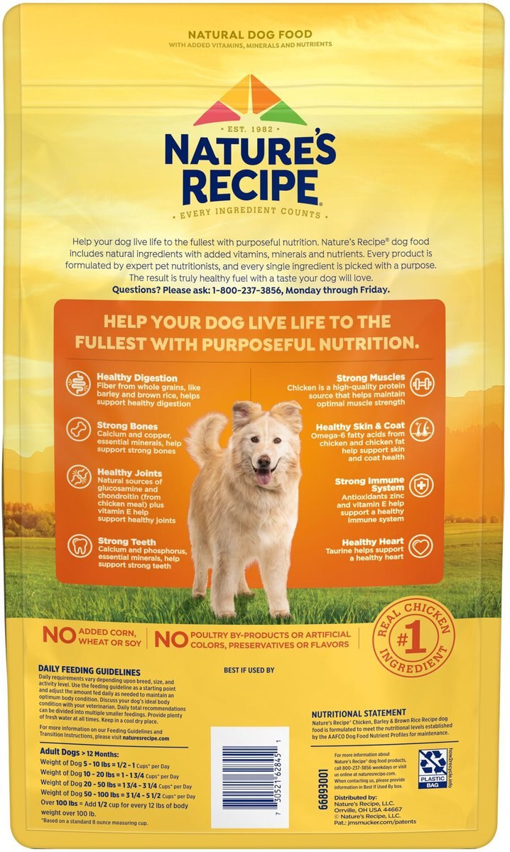 Nature's Recipe Adult Chicken， Barley and Brown Rice Recipe Dry Dog Food