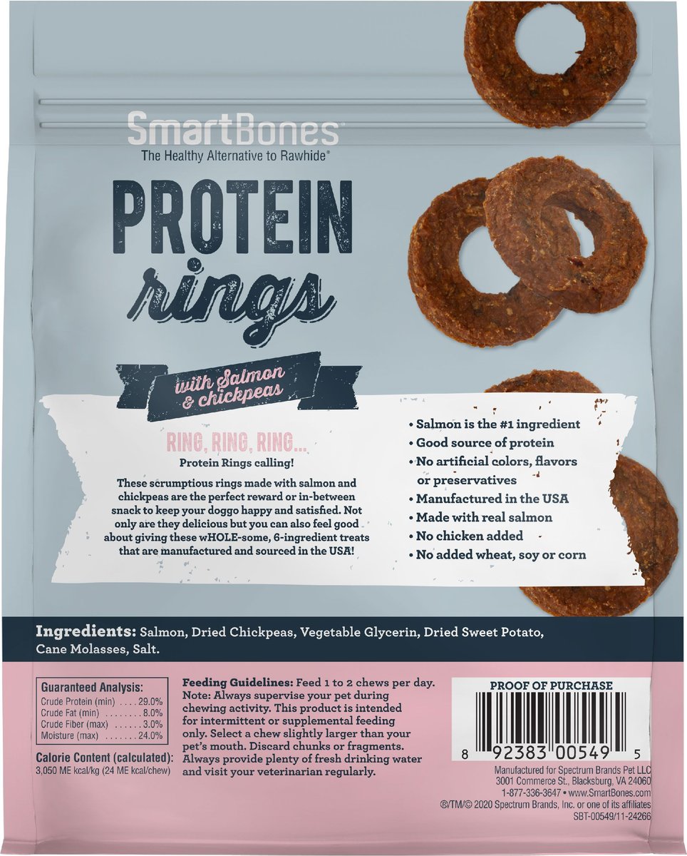 SmartBones Protein Rings Real Salmon and Chickpeas Dog Treats