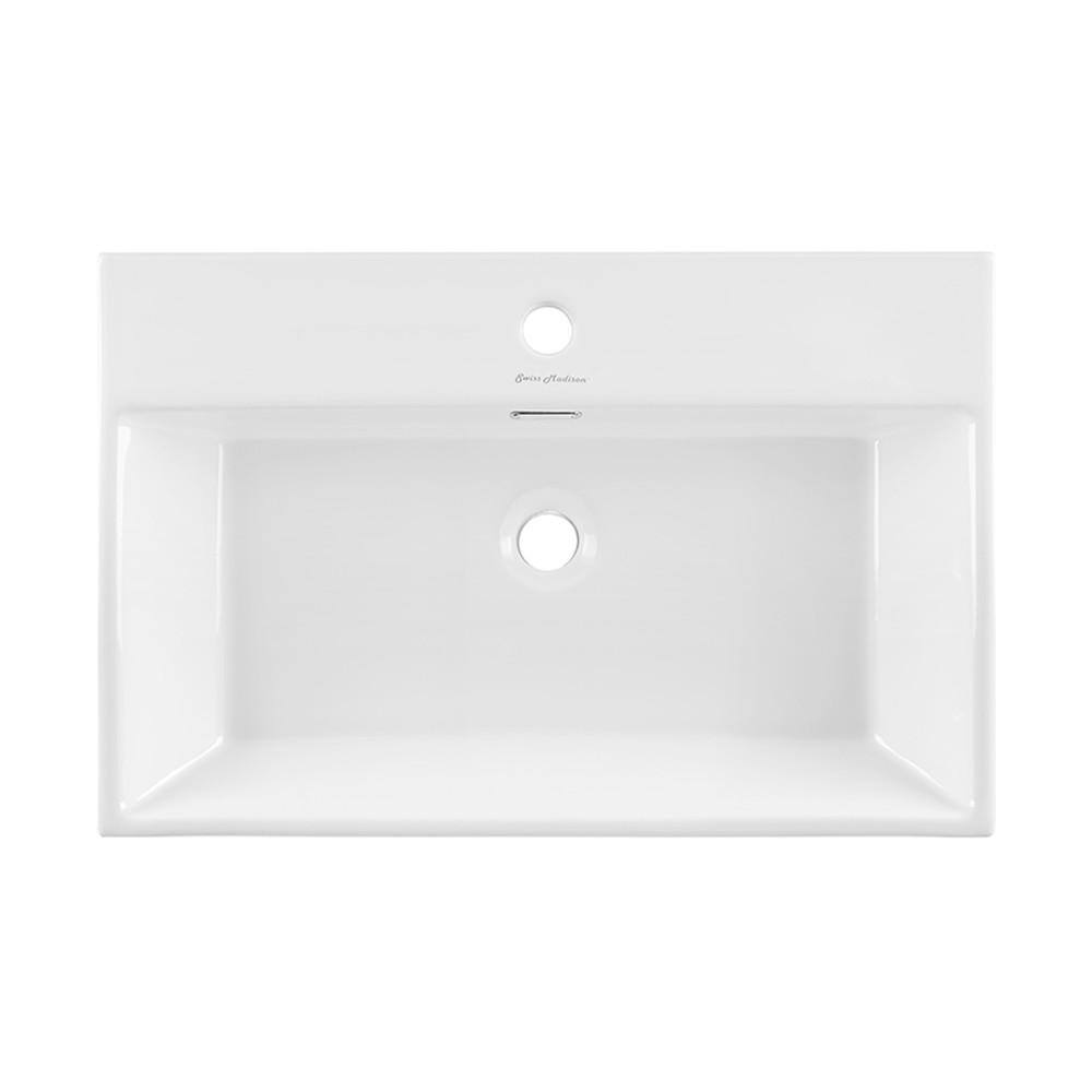 Swiss Madison Claire 23.63 in. Rectangle Wall Mount Bathroom Sink in Glossy White SM-WS332