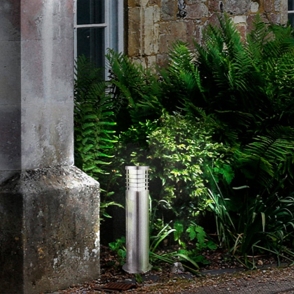 Searchlight 1556-450 Louvre Stainless Steel Outdoor Modern Cylindrical Bollard Post Light 450mm