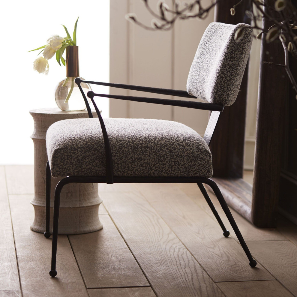 Wallace Chair  Pitch Texture  Fabric  Square  31 quotH (6933 3JKZT)   Transitional   Armchairs And Accent Chairs   by Lighting Reimagined  Houzz