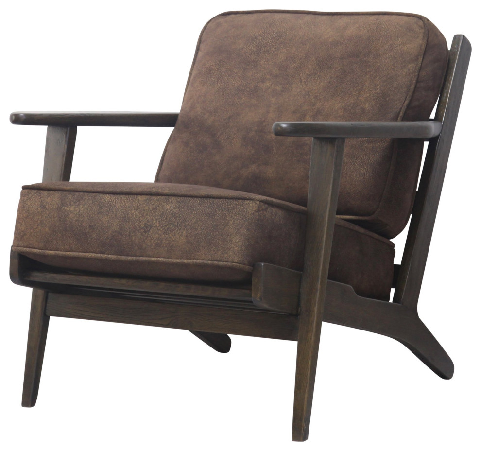 Modern Accent Chair  Sturdy Wooden Frame With Comfortable Polyester Seat  Mocha   Midcentury   Armchairs And Accent Chairs   by Declusia  Houzz