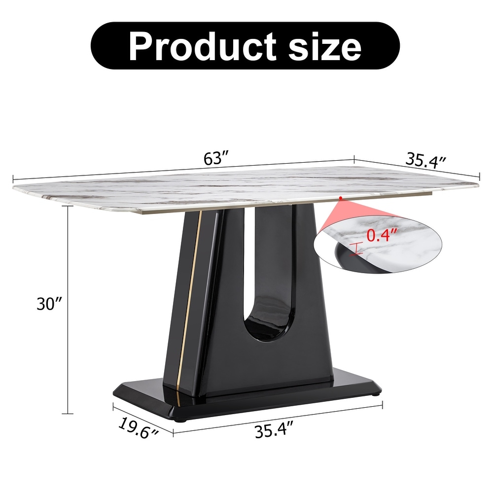 marble tabletop dining table with U shaped MDF legs