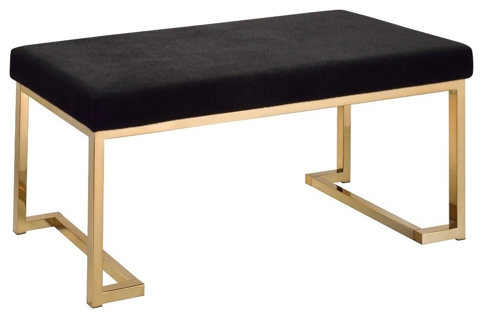 Acme Boice Bench  Black Fabric and Champagne   Contemporary   Upholstered Benches   by GwG Outlet  Houzz