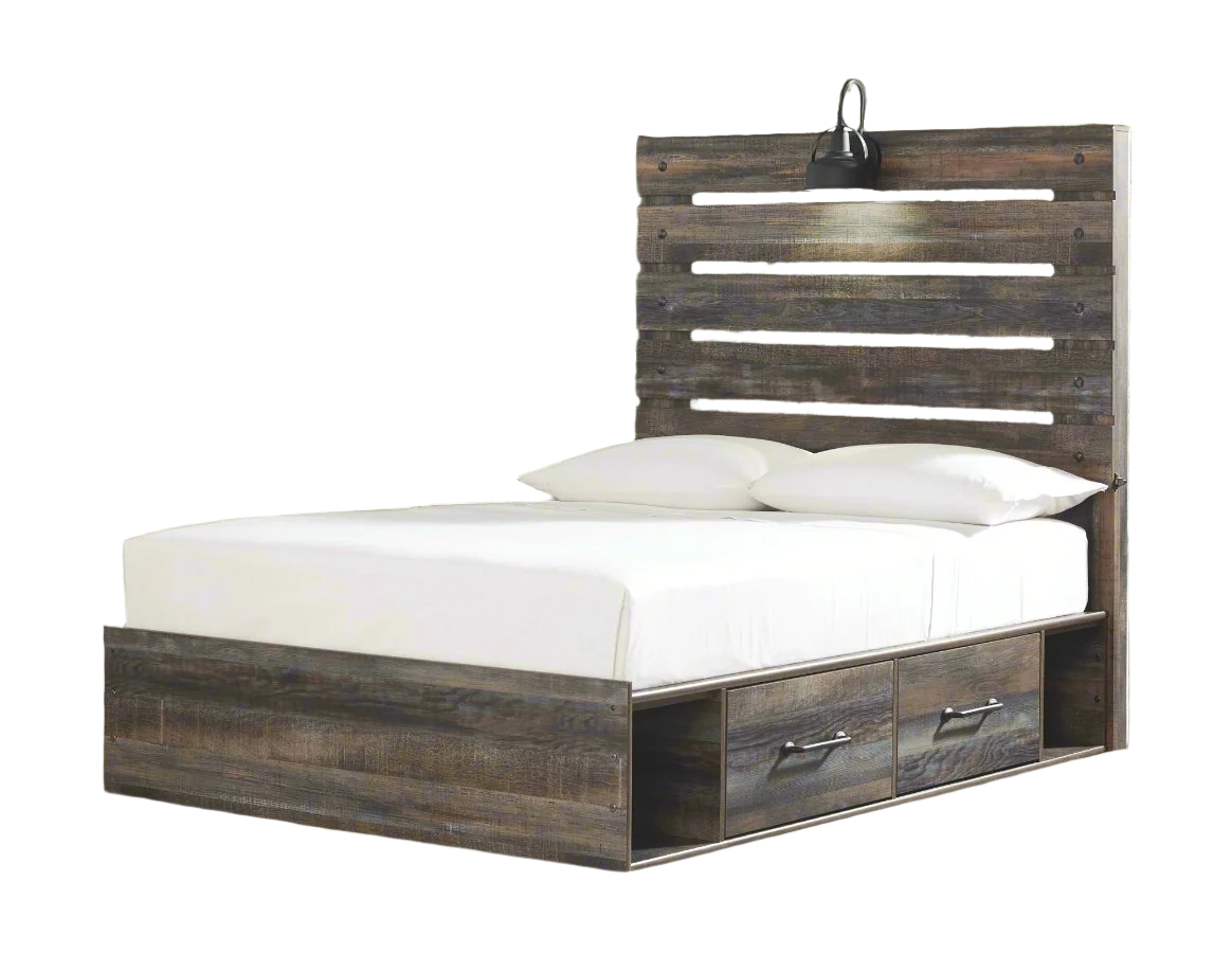 Drystan Full Panel Bed with 1 Side Storage