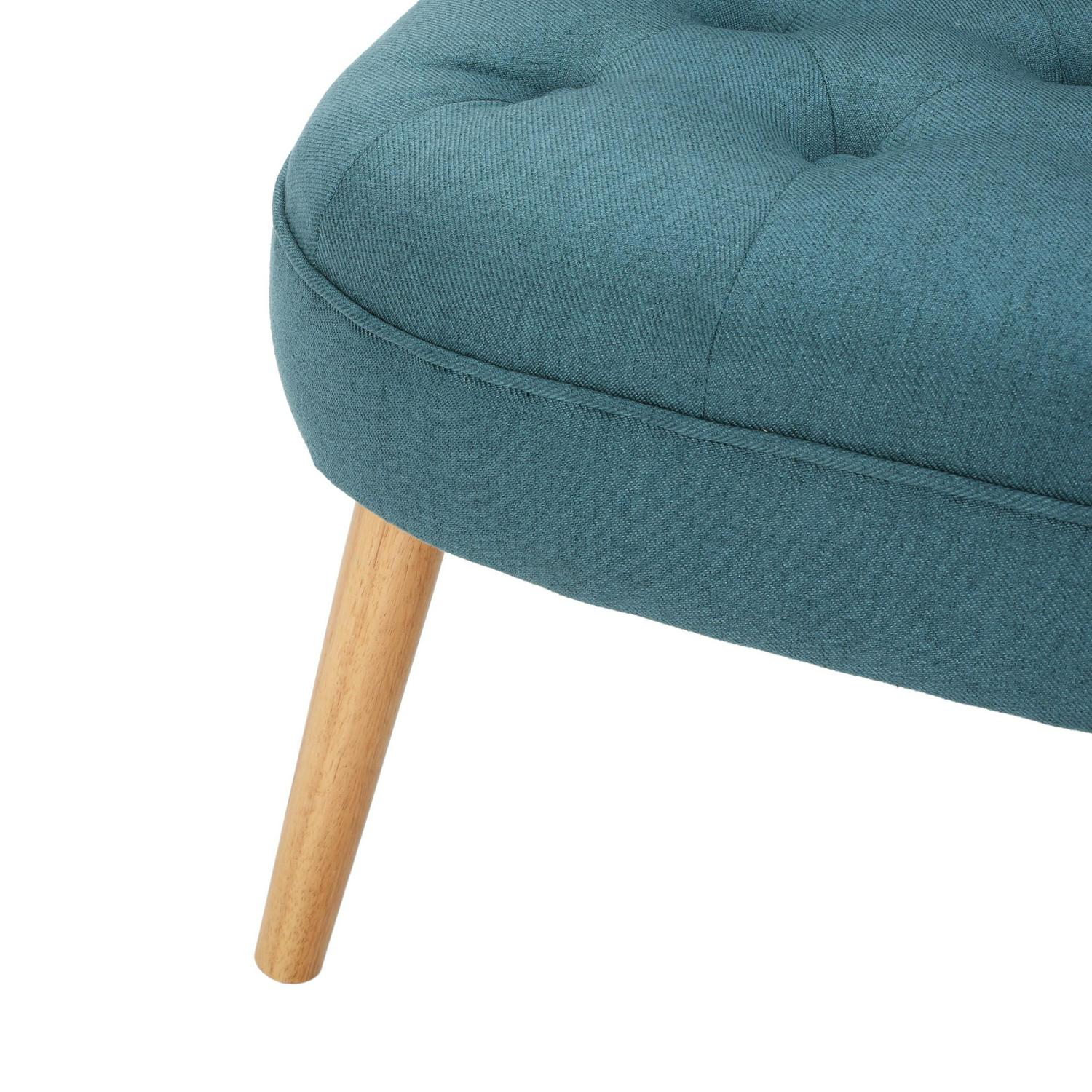 Noble House Siciley Dark Teal Fabric Tufted Slipper Chair， Blue