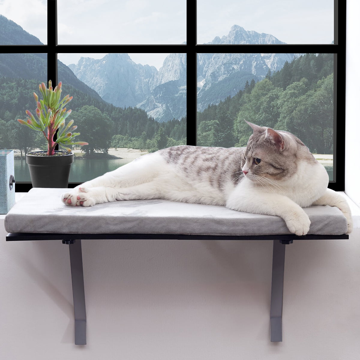 Veryke Cat Window Perch Bed, Furniture, Gray