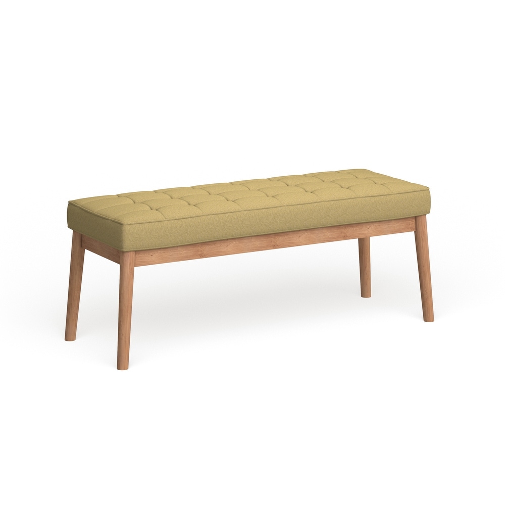 Saxon Mid century Tufted Fabric Ottoman Bench by Christopher Knight Home   43.00 L x 15.75 W x 17.00 H