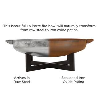 Real Flame La Porte 37 in. L x 37 in. W Outdoor Steel Wood in Rust Burning Fire Pit with Storage Cover 400-RST