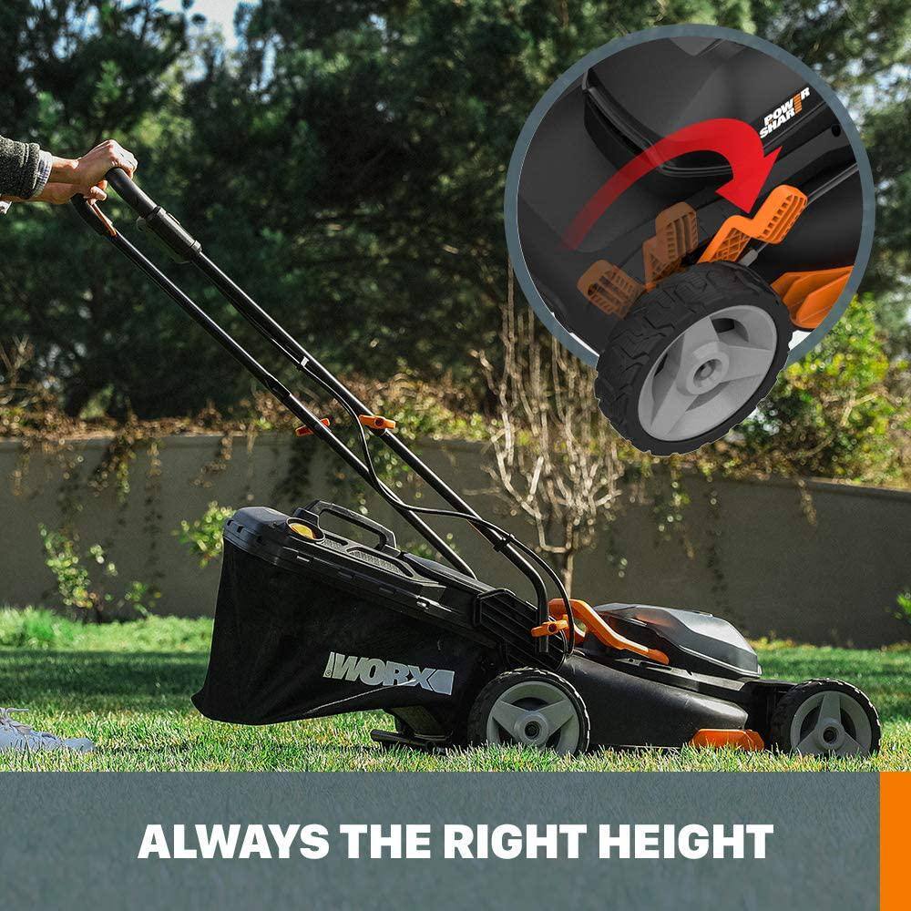 Worx POWER SHARE 40-Volt 17 in. Cordless Battery Walk Behind Mower with Mulching  Intellicut (Battery  Charger Included) WG743