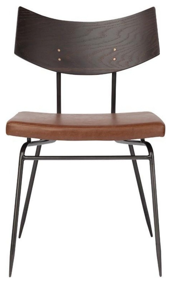 Soli Dining Chair Seared/Black Leather   Industrial   Dining Chairs   by Old Bones Co.  Studios  Houzz