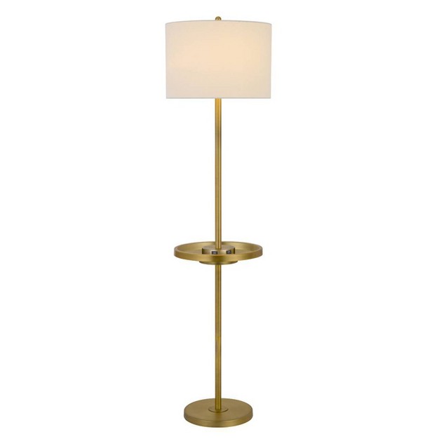 Crofton Metal Floor Lamp With Usb Ports And Drum Shade Antique Brass Cal Lighting