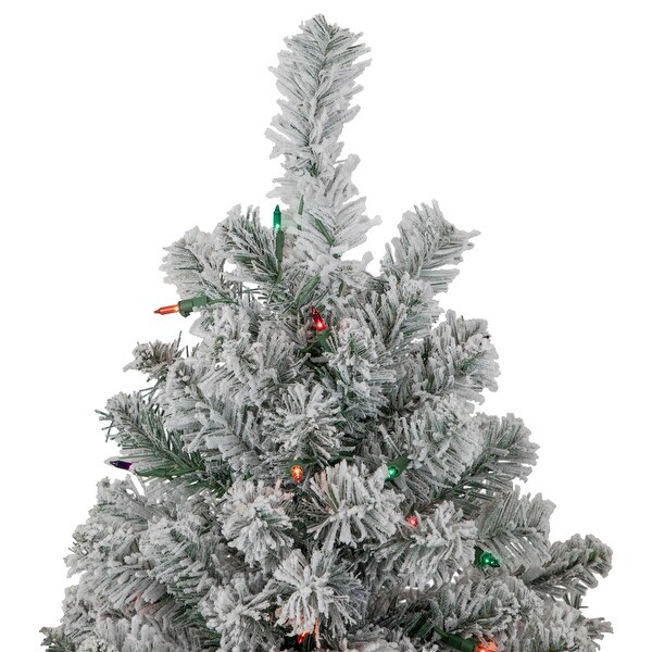 6.5' Flocked Madison Pine Artificial Christmas Tree，Multi Lights