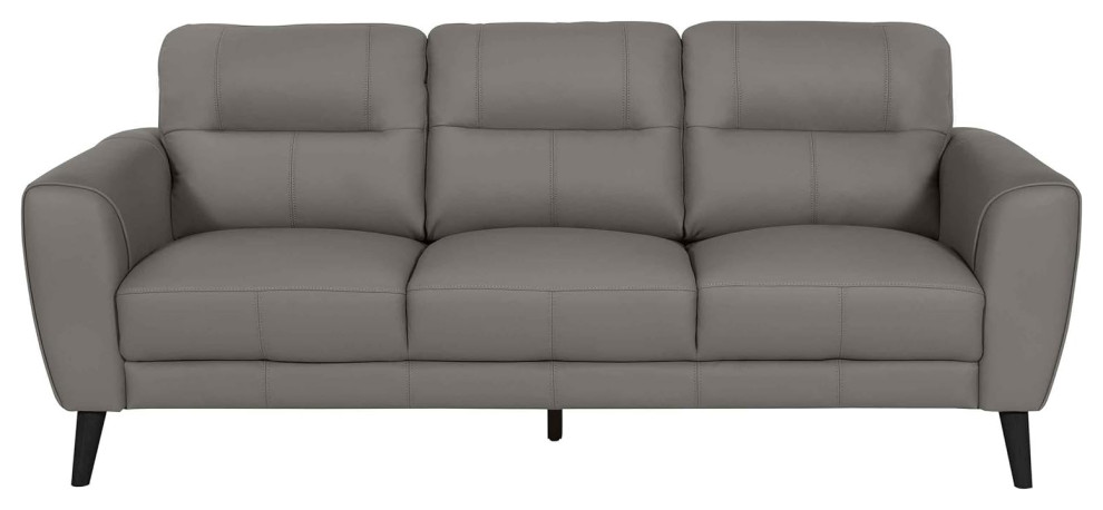 Elegant Sofa  Leather Upholstery With Padded Arms  ampStitched Back   Contemporary   Sofas   by Decor Love  Houzz