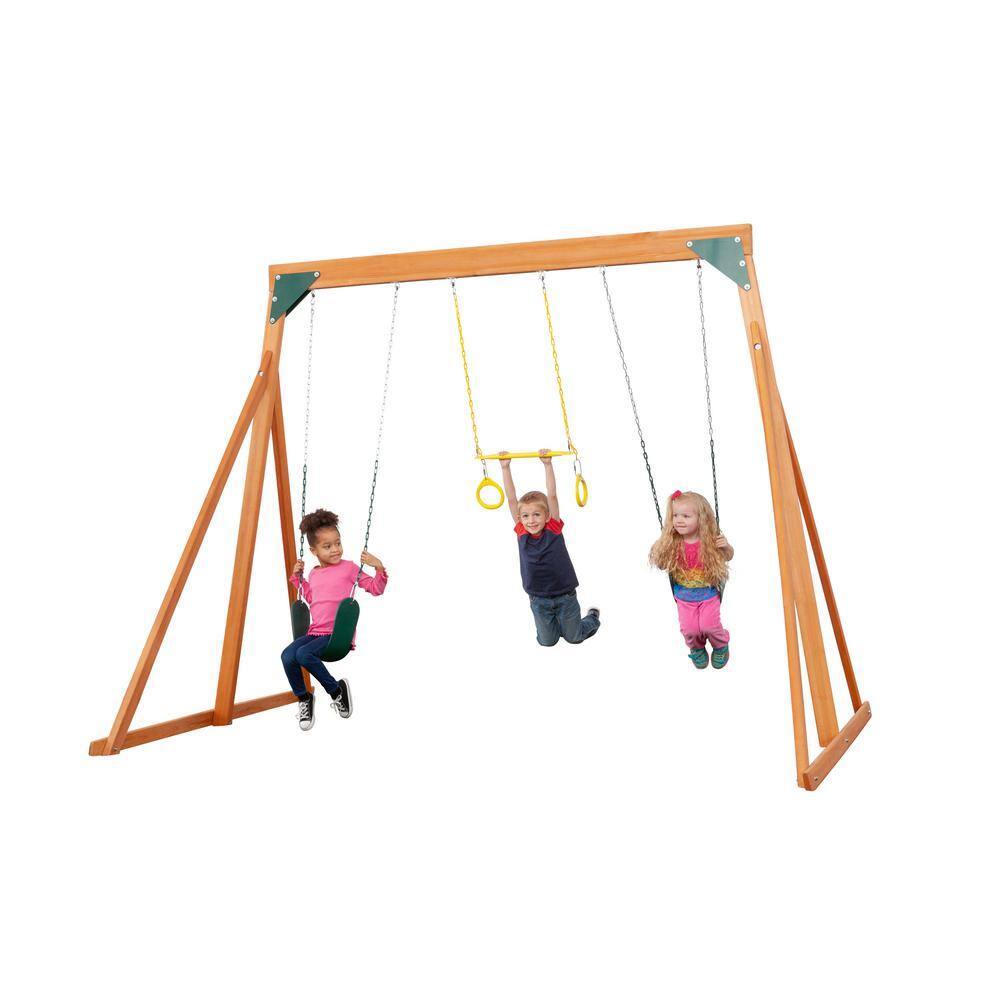 Creative Cedar Designs Trailside Complete Wood Swing Set with Multi-Color Playset Accessories 3800