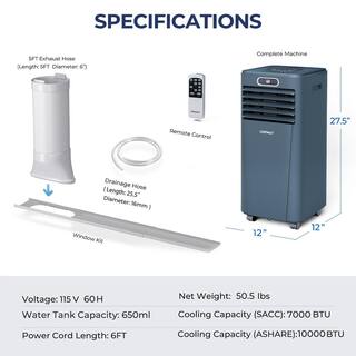 Costway 8000 BTU (ASHRAE) Portable Air Conditioner with Remote Control 3-in-1 Air Cooler with Drying in Dark Blue FP10119US-DB