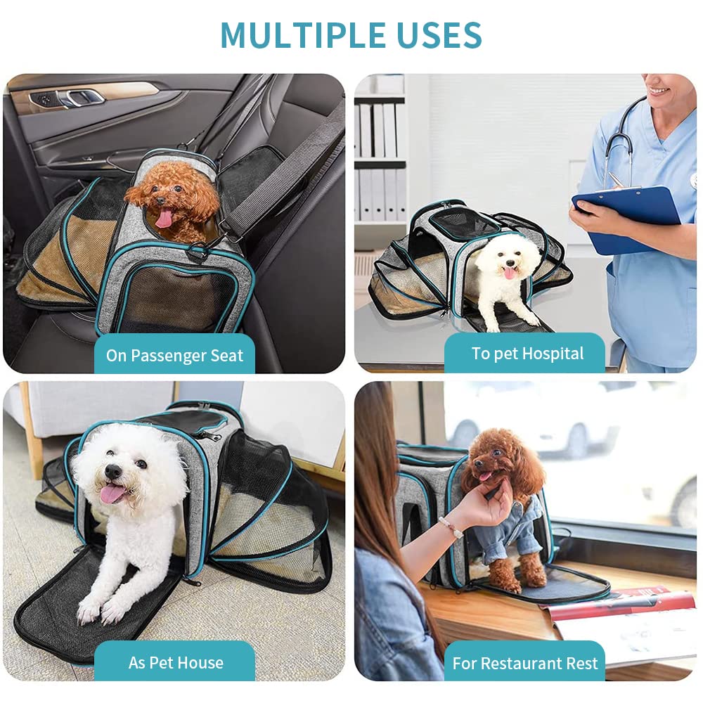 Pet Carrier Airline Approved W/Ventilation， Expandable Foldable Soft-Sided Pet Carrier， Pet Travel Bag for Cats Dogs