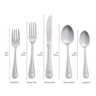 RiverRidge Home Beaded Monogrammed Letter H 46-Piece Silver Stainless Steel Flatware Set (Service for 8) 10‐152