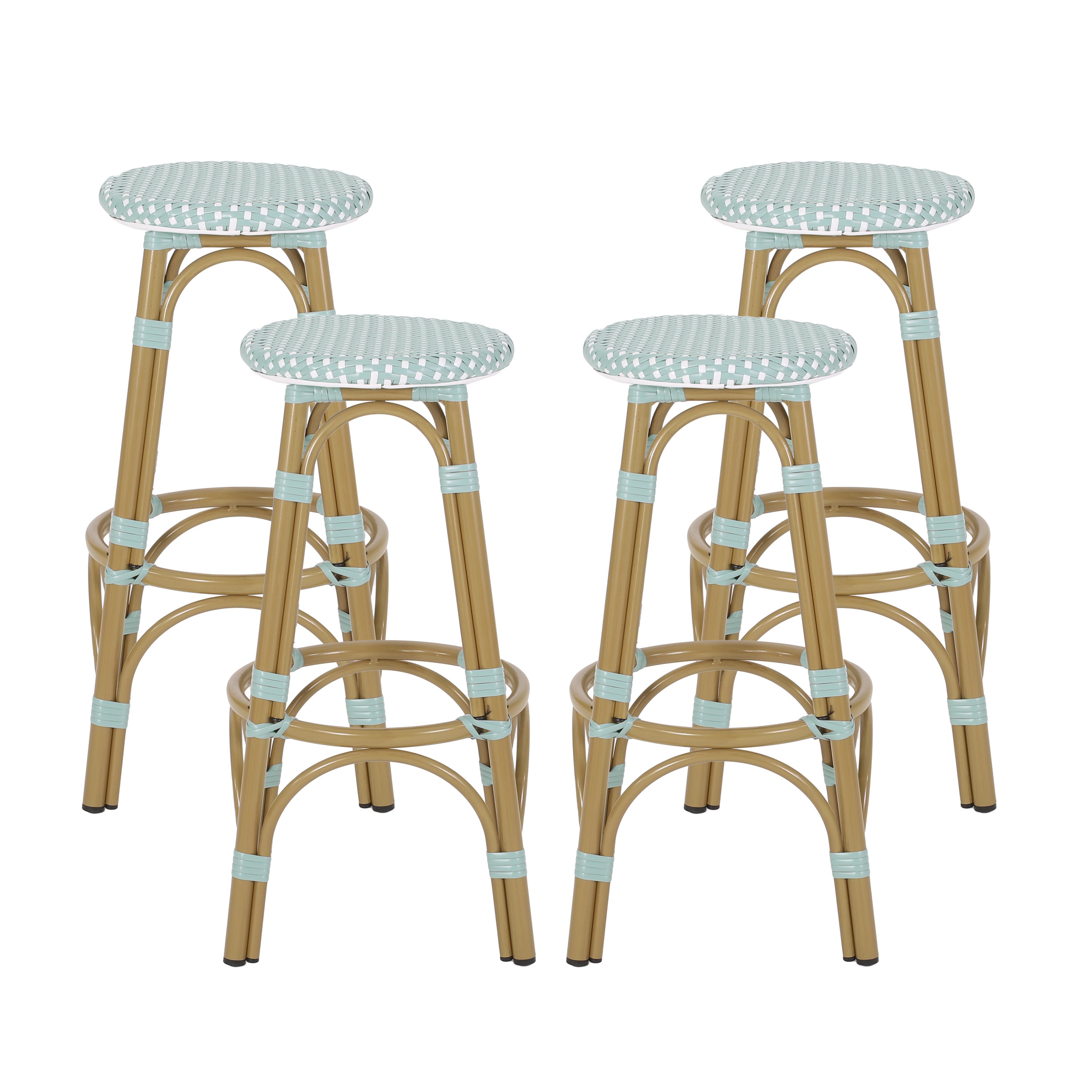 Dohney Outdoor French Aluminum 29.5 Inch Barstools, Set of 4