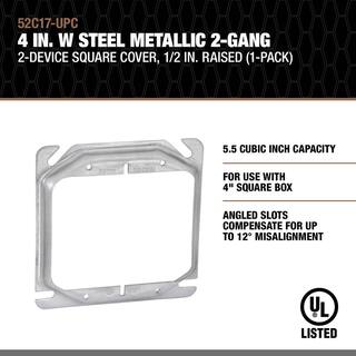 Southwire 4 in. W Steel Gray 2-Gang 2-Device Square Cover 12 in. Raised (1-Pack) 52C17-UPC