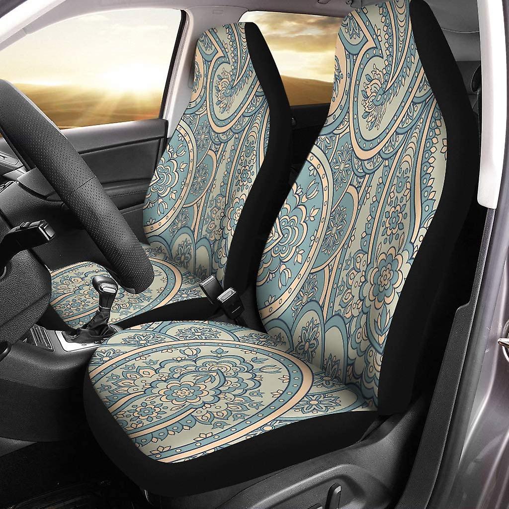 Set Of 2 Car Seat Covers Line Flower Universal Auto Front Seats Protector Fits For Car，suv Sedan，truck